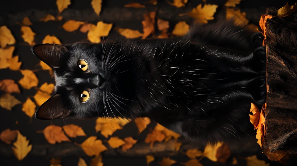 black cat in a wood phone wallpaper 4k