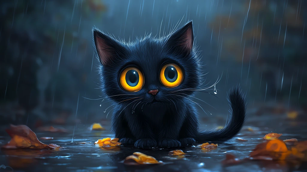 black cat with yellow eyes being artsy desktop wallpaper 4k