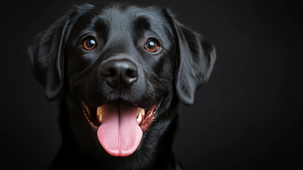 black labrador with its tongue sticking out a happy expression studio photography studio lighting desktop wallpaper 4k