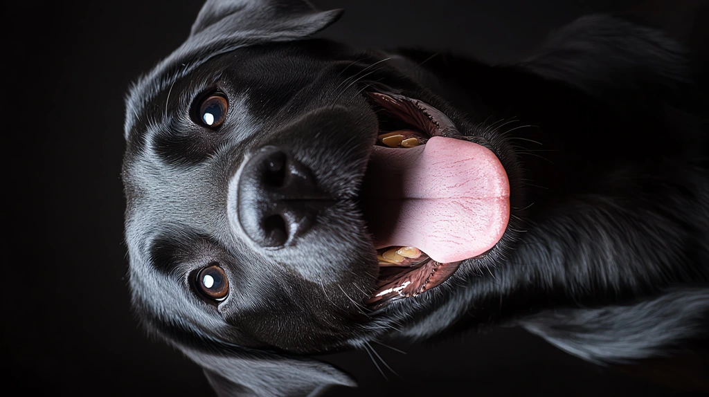 black labrador with its tongue sticking out phone wallpaper 4k