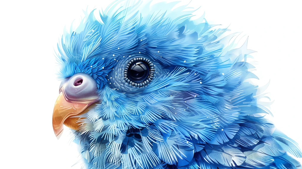 blue budgie with large eyes depicted with intricate feather desktop wallpaper 4k