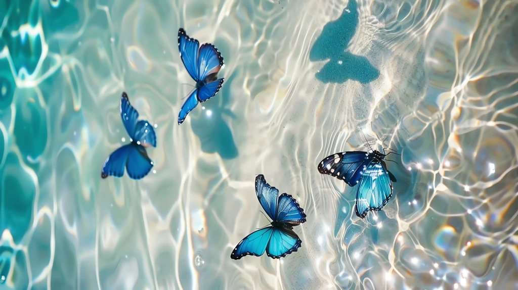 blue butterflies dance over the crystal phone wallpaper 4k