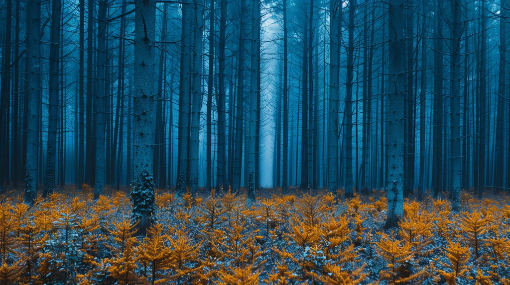blue image of a beautiful forest desktop wallpaper 4k