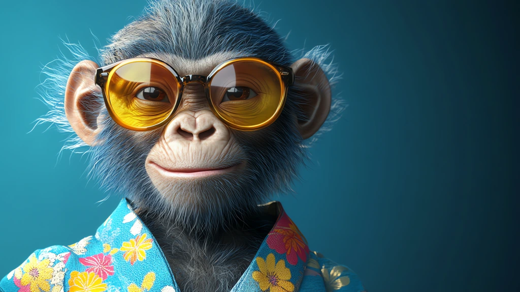 blue monkey gorilla girl portrait with rayban sunglasses geisha costume desktop wallpaper 4k