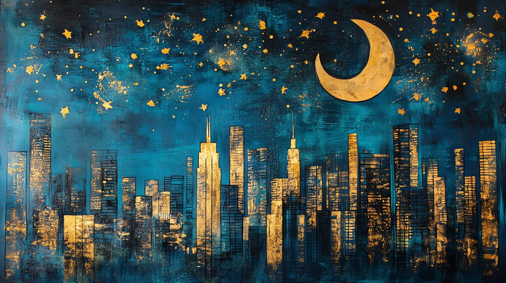 bold acrylic cityscape where the night sky version three desktop wallpaper 4k