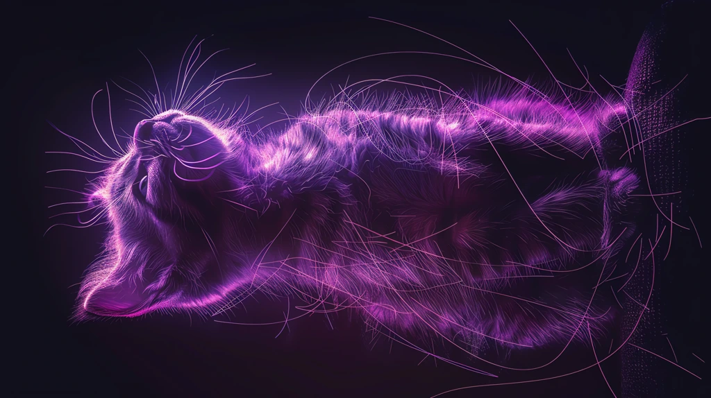 bright glowing neon purple line drawing of a kitten phone wallpaper 4k