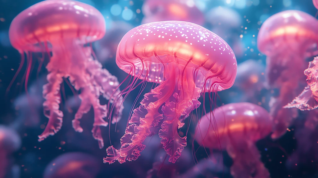 bright pink jellyfishes exquisite details desktop wallpaper 4k