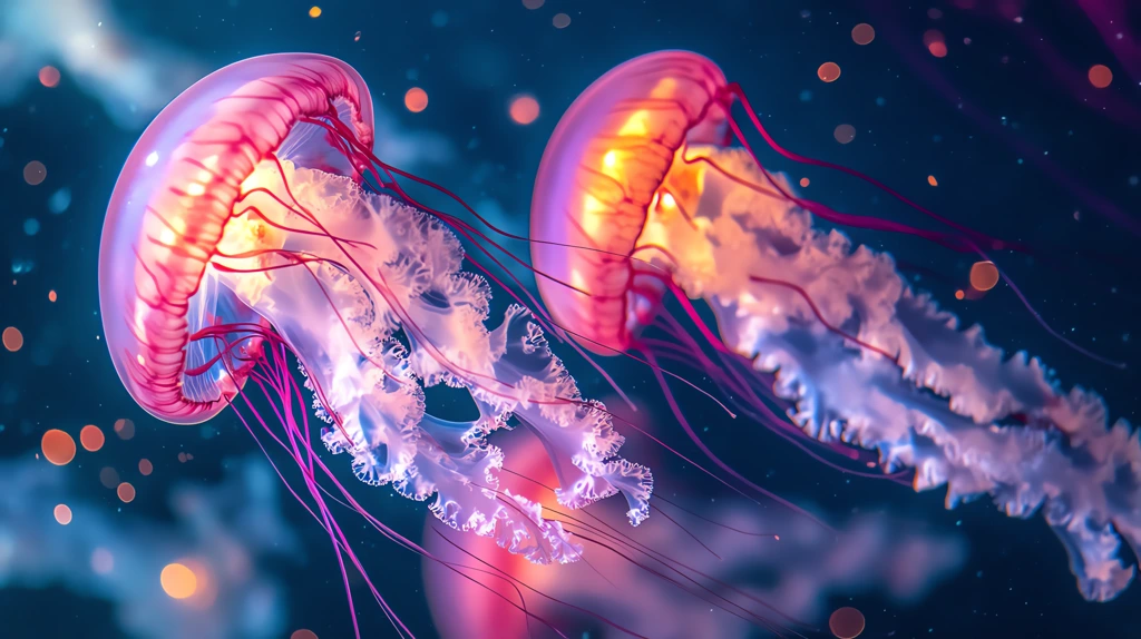 bright pink jellyfishes realistic yet ethereal phone wallpaper 4k