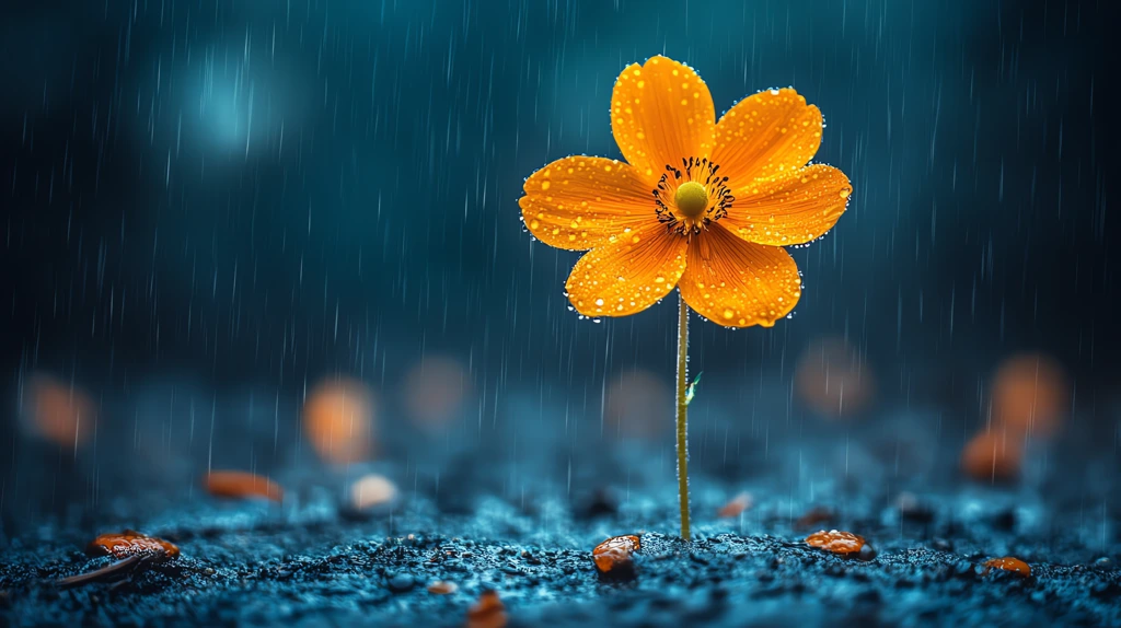 bright yellow flower with delicate petals stands out in sharp contrast against a dark desktop wallpaper 4k