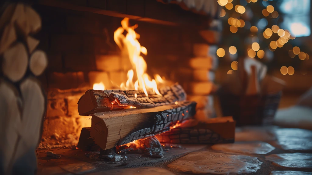 burning fireplace with crackling fire noise background in the house desktop wallpaper 4k
