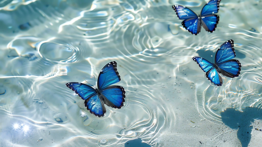 butterflies dance over the crystal clear water desktop wallpaper 4k