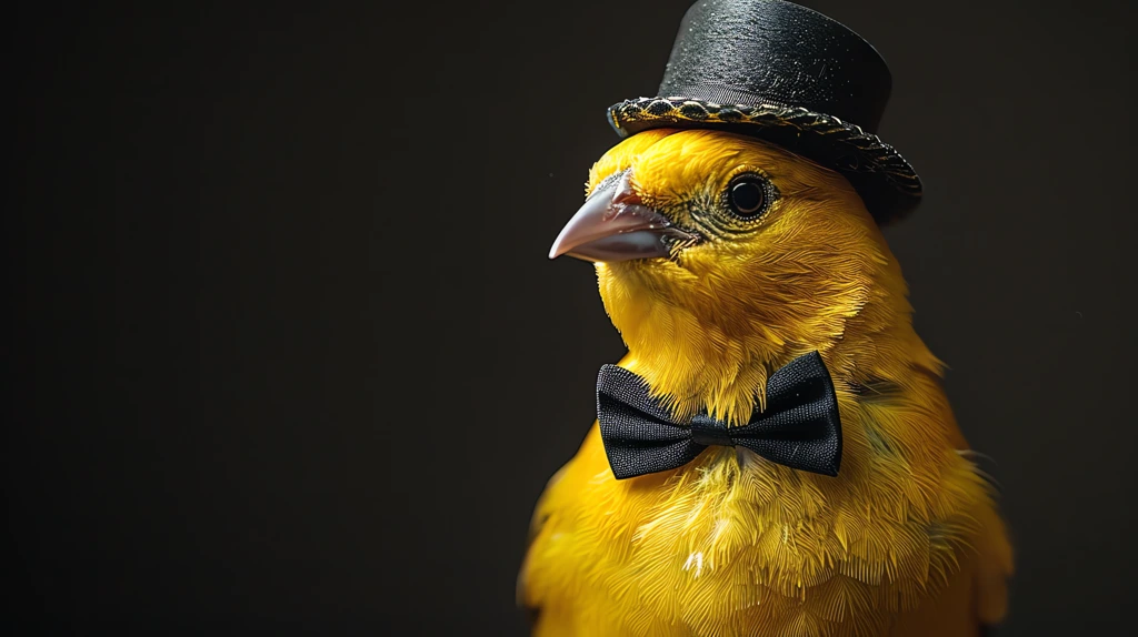 canaries bird canary bird dressed elegantly with a bow tie and top hat desktop wallpaper 4k