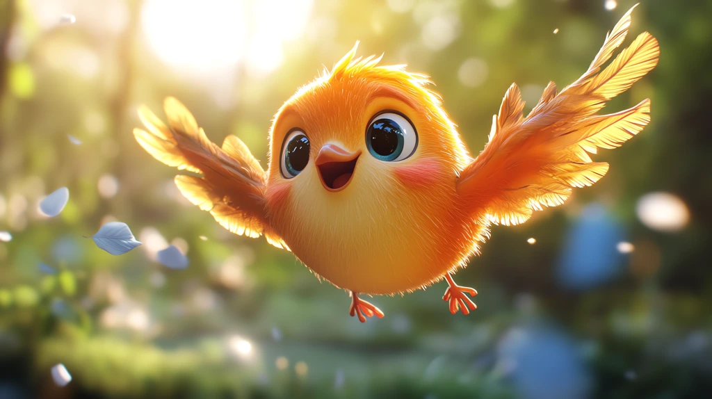 cartoon bird-like small animal dynamic composition desktop wallpaper 4k