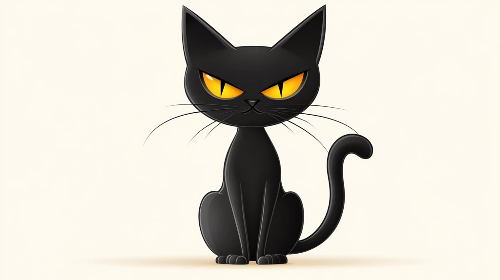 cartoon black cat with yellow eyes being artsy desktop wallpaper 4k