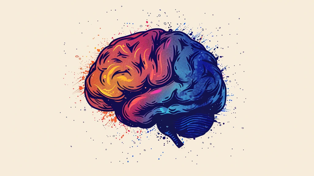 cartoon of a colourful brain art retro style desktop wallpaper 4k