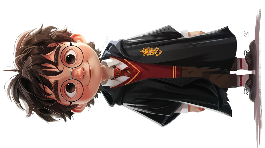 cartoon-style image of a full-length harry potter phone wallpaper 4k