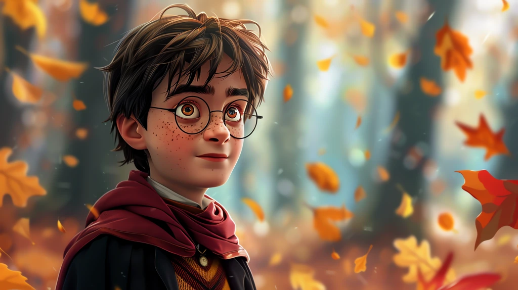 cartoon-style image of harry potter desktop wallpaper 4k