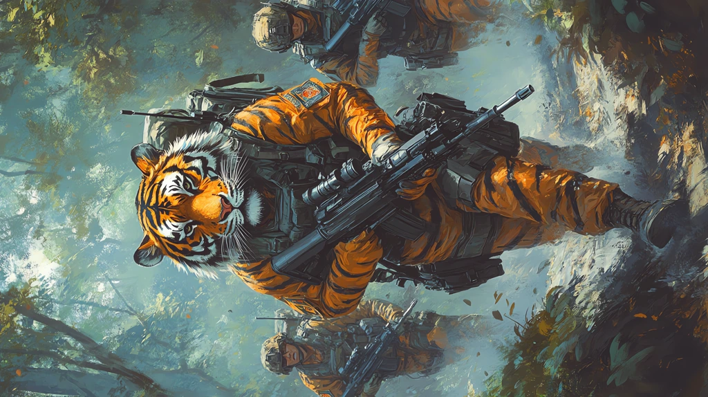 cartoon tiger version of ministry of defense soldiers version four phone wallpaper 4k