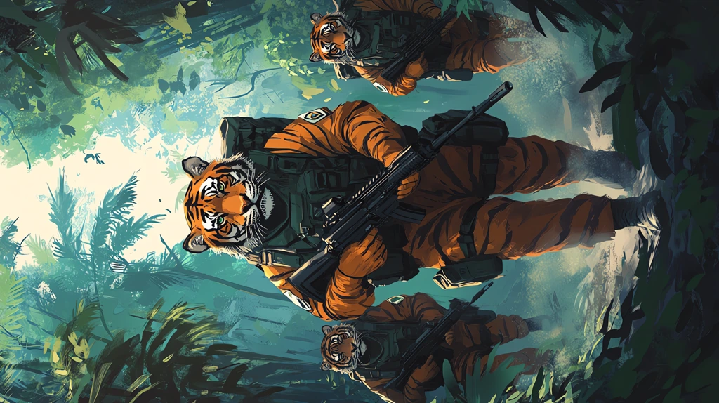 cartoon tiger version of ministry of defense soldiers version three phone wallpaper 4k