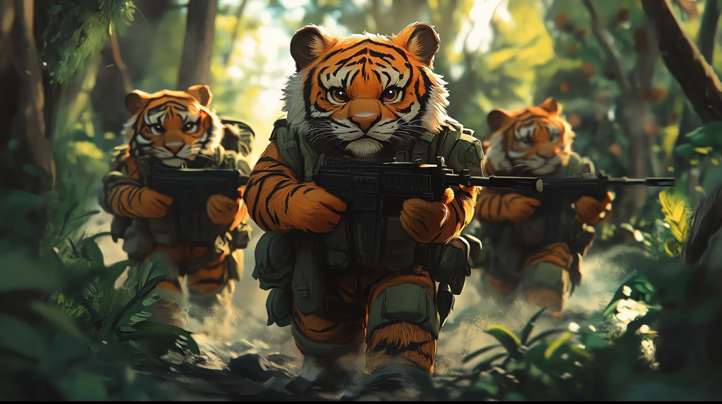 cartoon tiger version of ministry of defense soldiers version two desktop wallpaper 4k