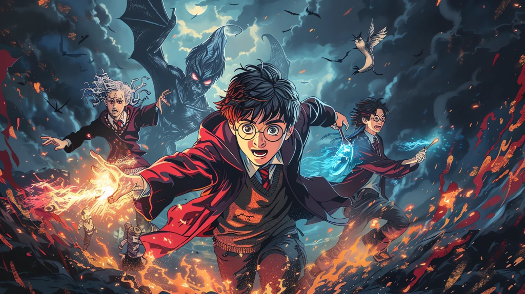 cartoon whimsical of harry potter desktop wallpaper 4k