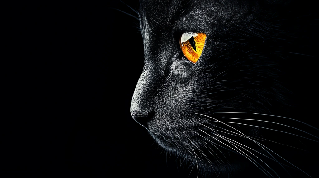 cat ebony center yellow eye desktop wallpaper 4k