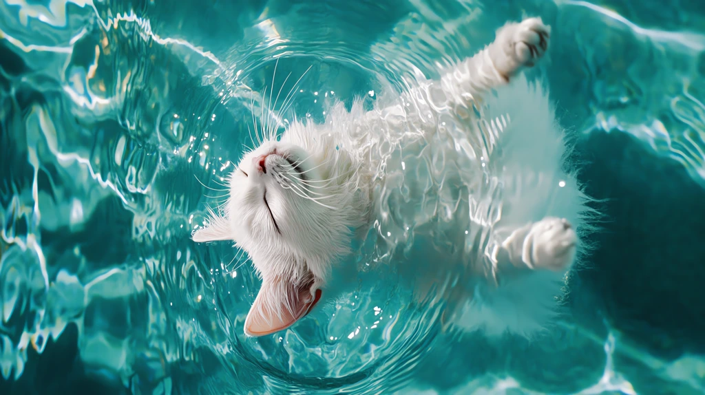 cat floating in a body of water phone wallpaper 4k