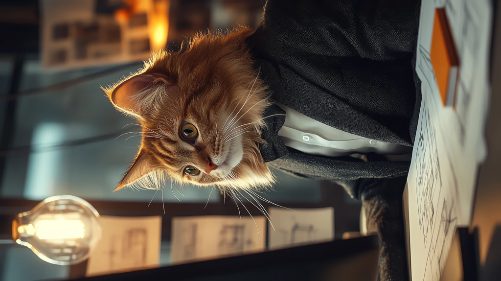 cat in a suit sitting in front of a computer phone wallpaper 4k