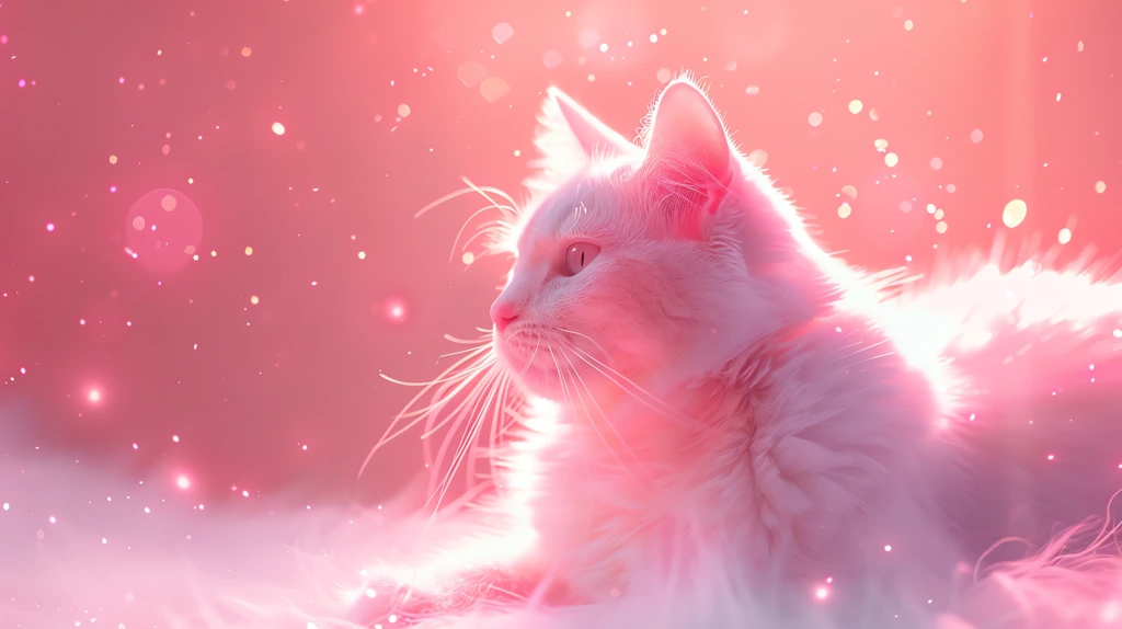 cat in the style of glitter and diamond dust desktop wallpaper 4k