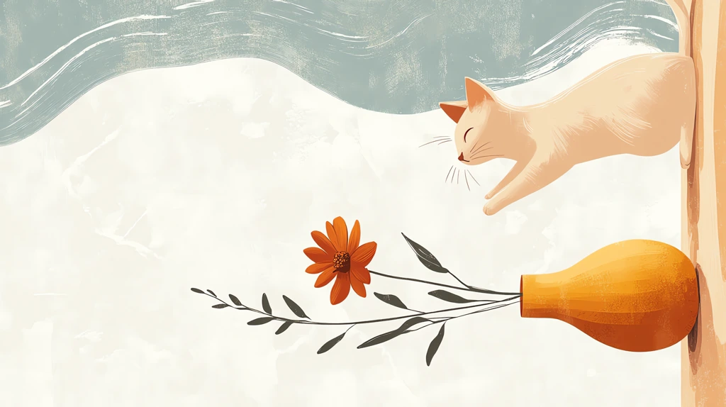 cat is reaching for an orange flower on top phone wallpaper 4k