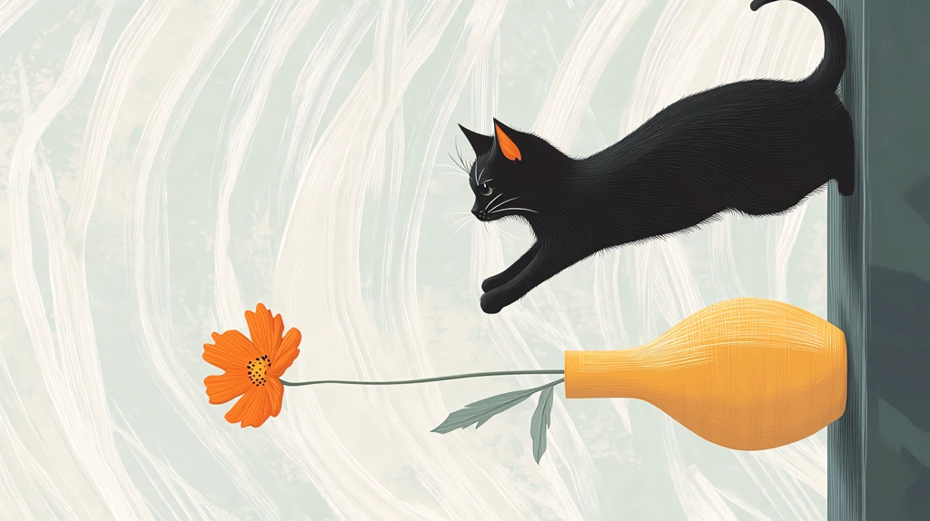 cat is reaching for an orange flower phone wallpaper 4k