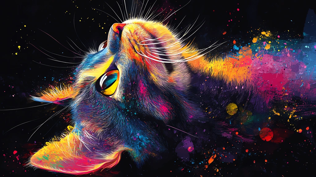 cat portrait in the style of digital painting paint splatter phone wallpaper 4k