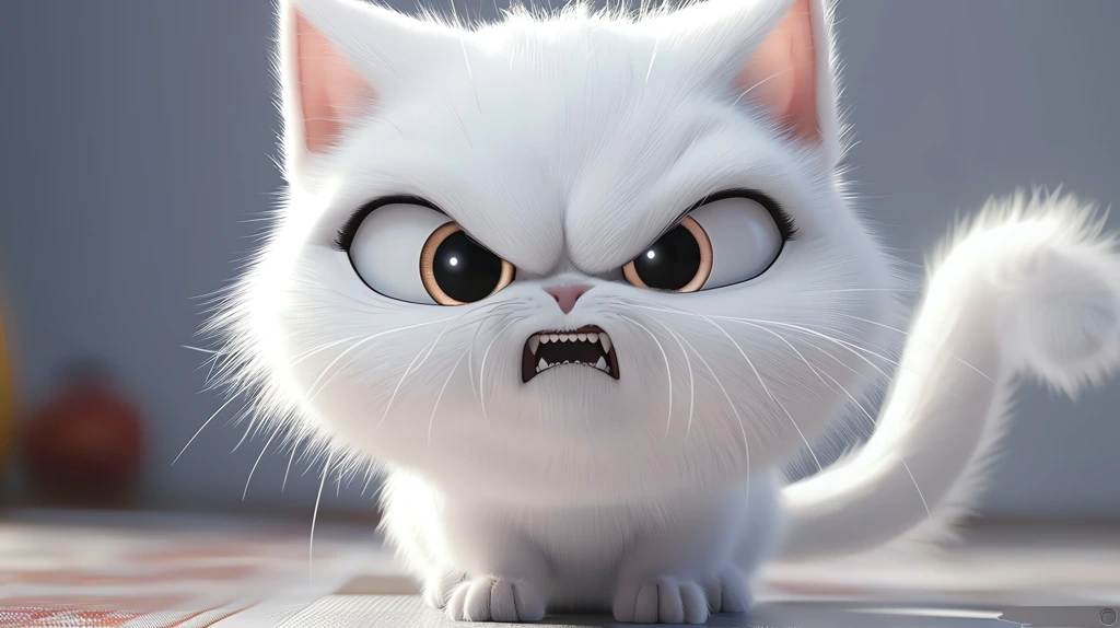 cat with an angry expression in the style of a snooty desktop wallpaper 4k