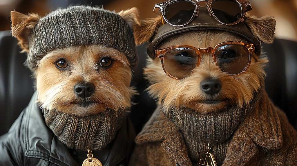 chanel show cute dogs dressed in classic chanel clothes and bags desktop wallpaper 4k