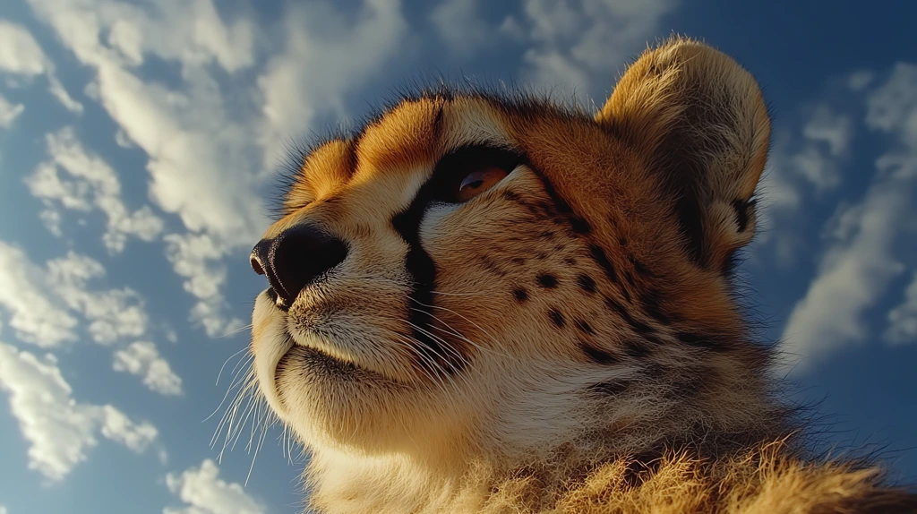 cheetah ready for hunting from below golden hour desktop wallpaper 4k