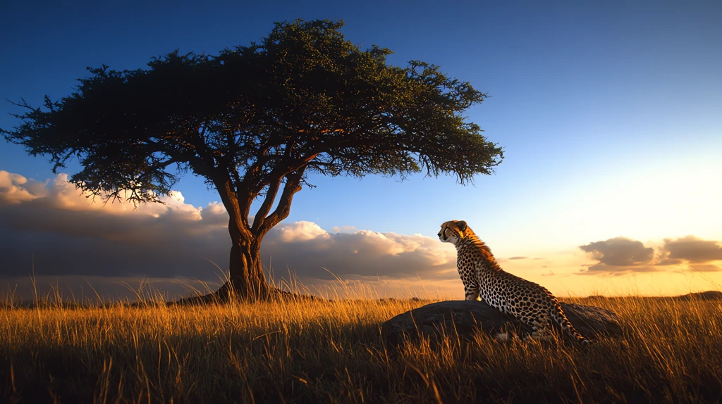 cheetah ready for hunting from below side view desktop wallpaper 4k