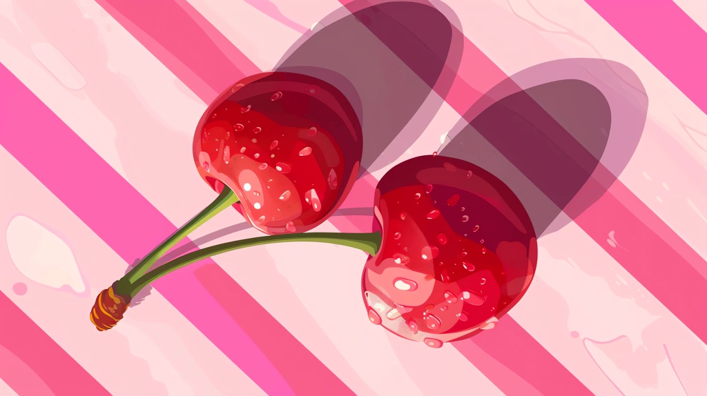 cherry illustration poster style phone wallpaper 4k