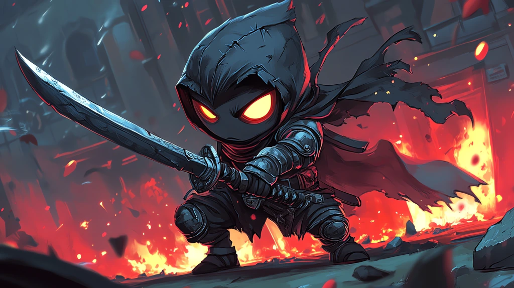 chibi cartoon a dark rogue version four desktop wallpaper 4k