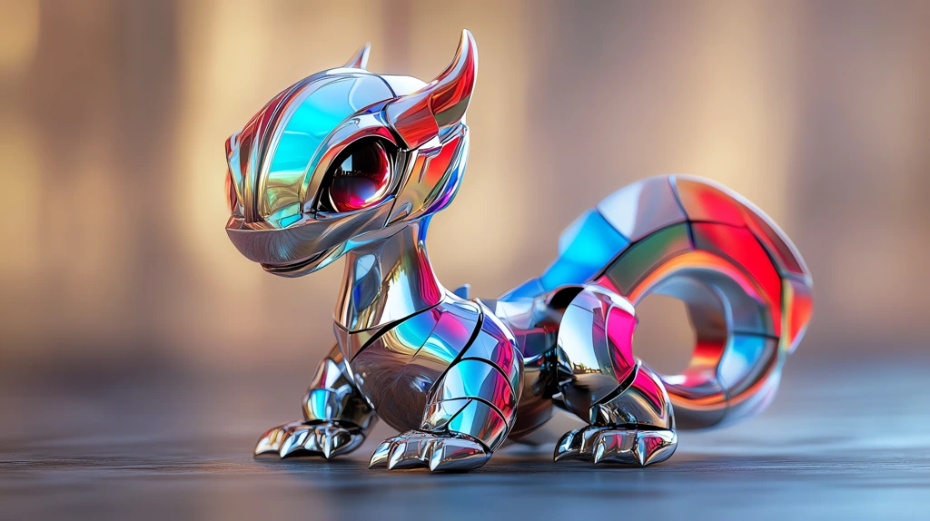 chibi-style mechanical dragon version three desktop wallpaper 4k