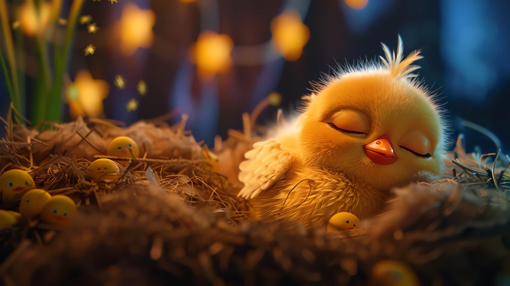 chick nestled in a bed desktop wallpaper 4k