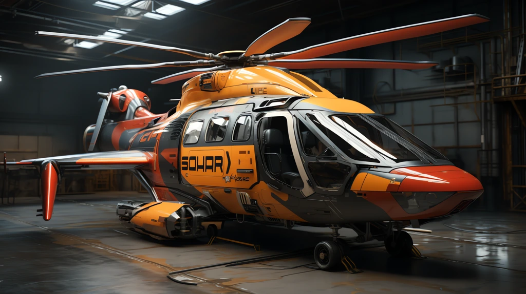 chopper parked beside an orange military airplane desktop wallpaper 4k