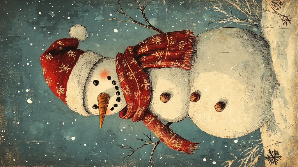 christmas card with snowman phone wallpaper 4k