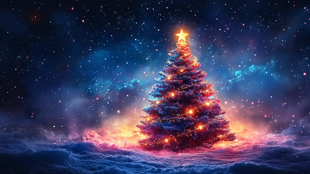 christmas tree colored version one desktop wallpaper 4k