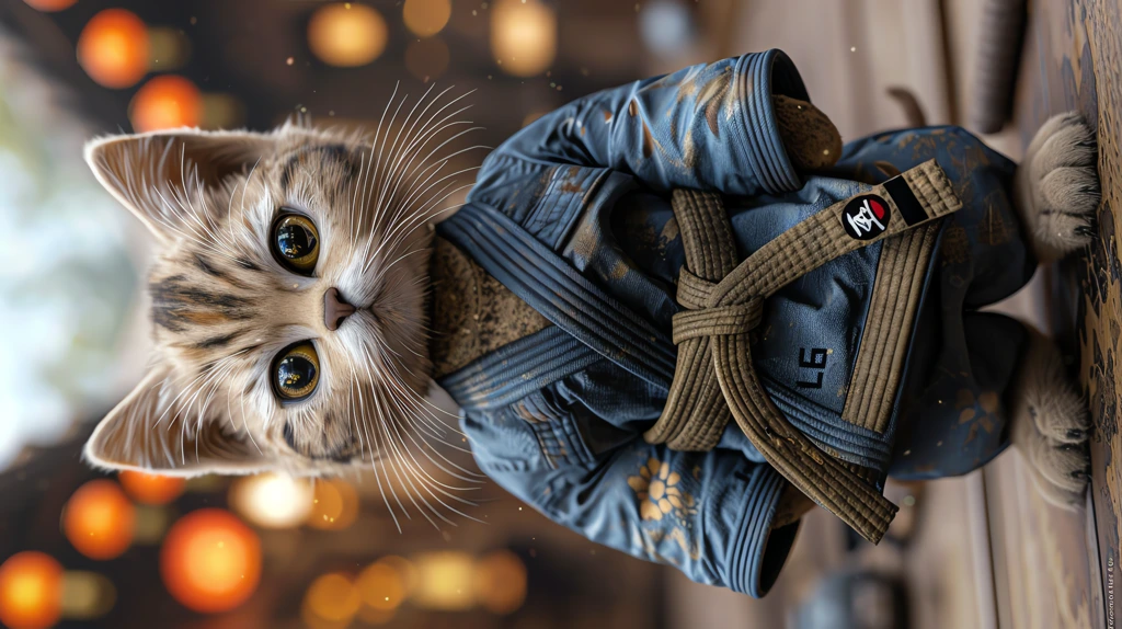 clay animation style kitten wearing judo suit phone wallpaper 4k