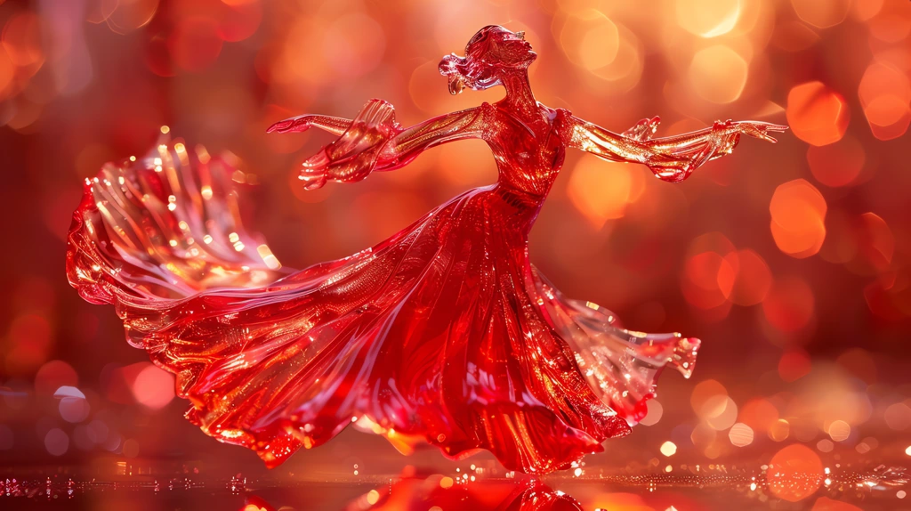 clear red crystal statue dancing flamenco desktop wallpaper 4k