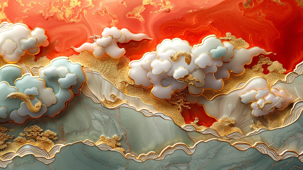 cloisonne enamel gold filigree chinese style patterns desktop wallpaper 4k