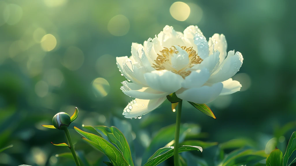 close-up of a super large chinese peony flower with white flowers desktop wallpaper 4k
