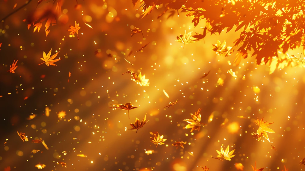 close-up of golden-brown leaves falling desktop wallpaper 4k