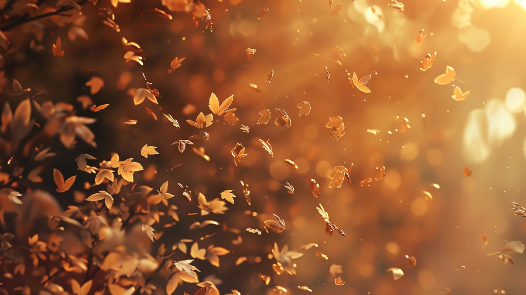 close-up of golden-brown leaves falling gently from trees desktop wallpaper 4k