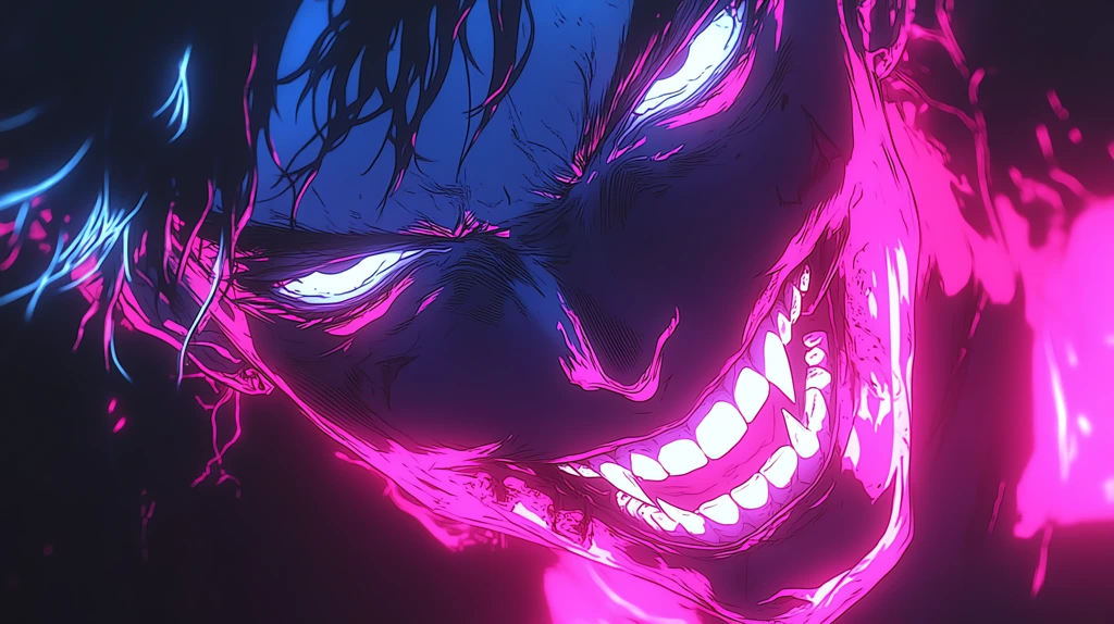 close-up of the face of neon monster desktop wallpaper 4k